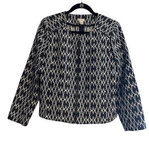 J.Crew Jacquard Ikat Moto Jacket Blazer‎ • Small • Navy & White • Cute & Chic!